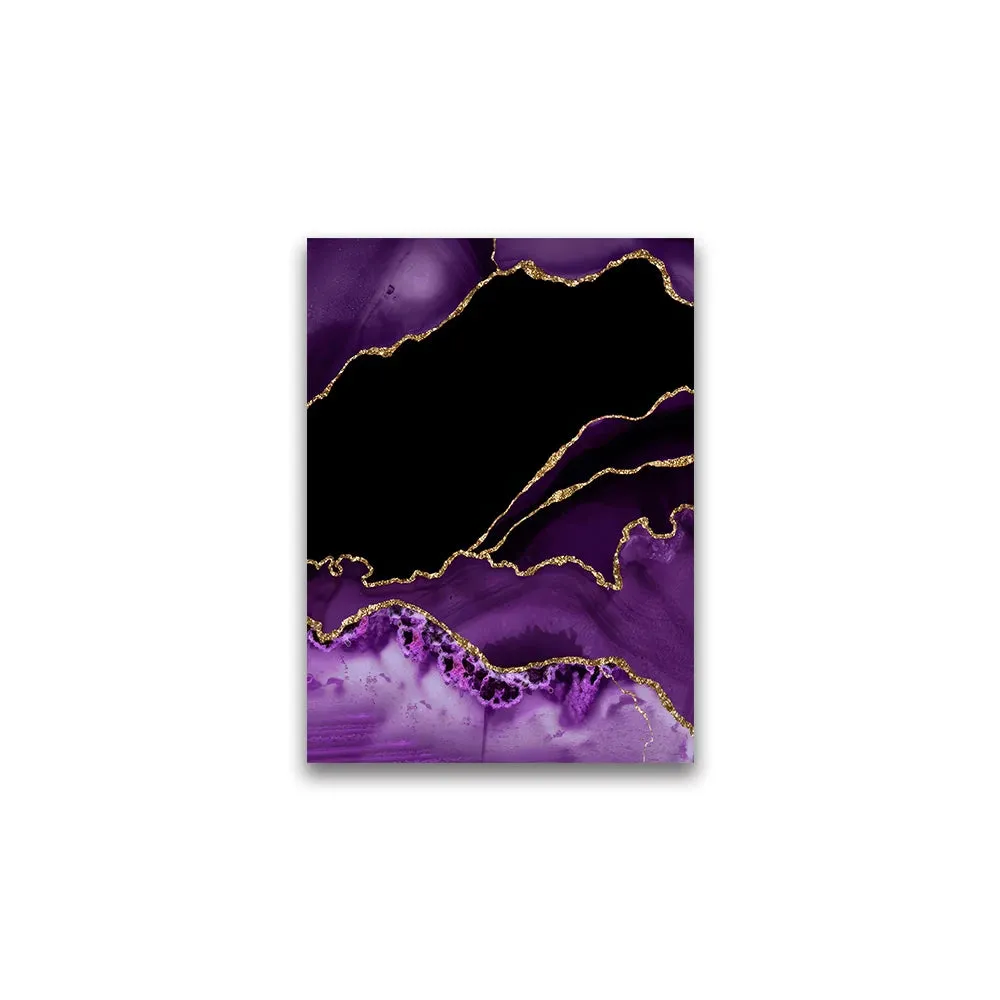 Modern Abstract Liquid Purple Black Marble Print Wall Art Fine Art Canvas Prints Pictures For Living Room Dining Room Home Office Art Decor