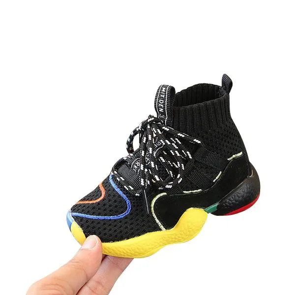 MOF Kids black hi-top sock sneakers