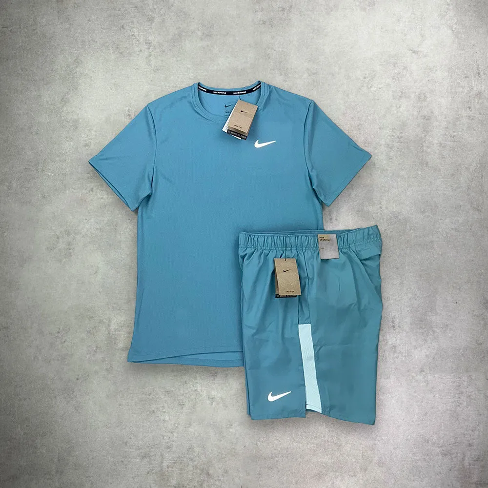 Nike Challenger T-Shirt/ Shorts Set Demin Turquoise