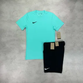 Nike Dri-Fit T-Shirt/Shorts Set Turquoise/ Black