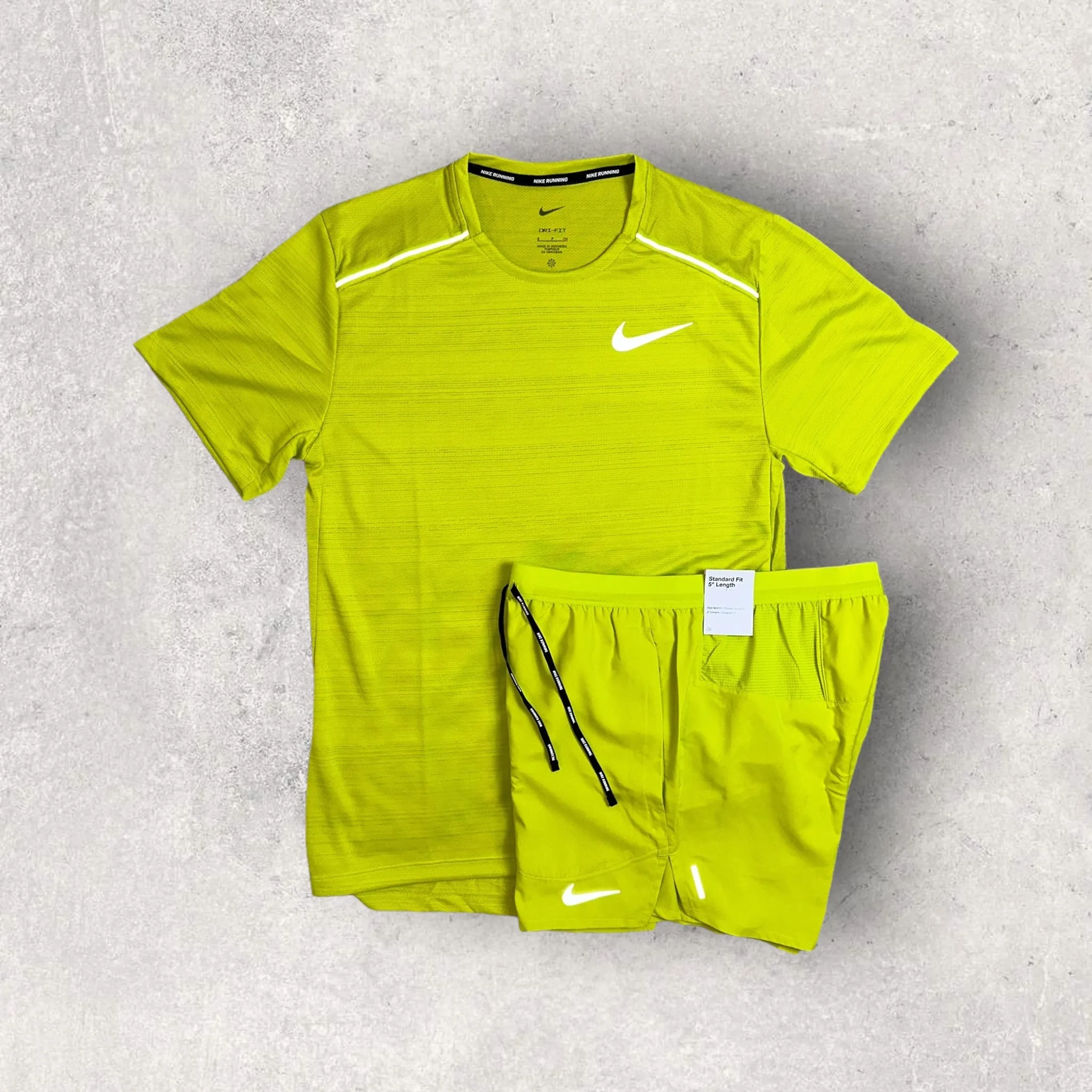 NIKE MILER 1.0 T-SHIRT/SHORT SET - BRIGHT CACTUS