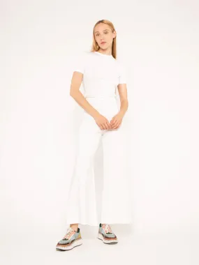 Off-White Ponte Knit Wide Leg Pant - Cropped