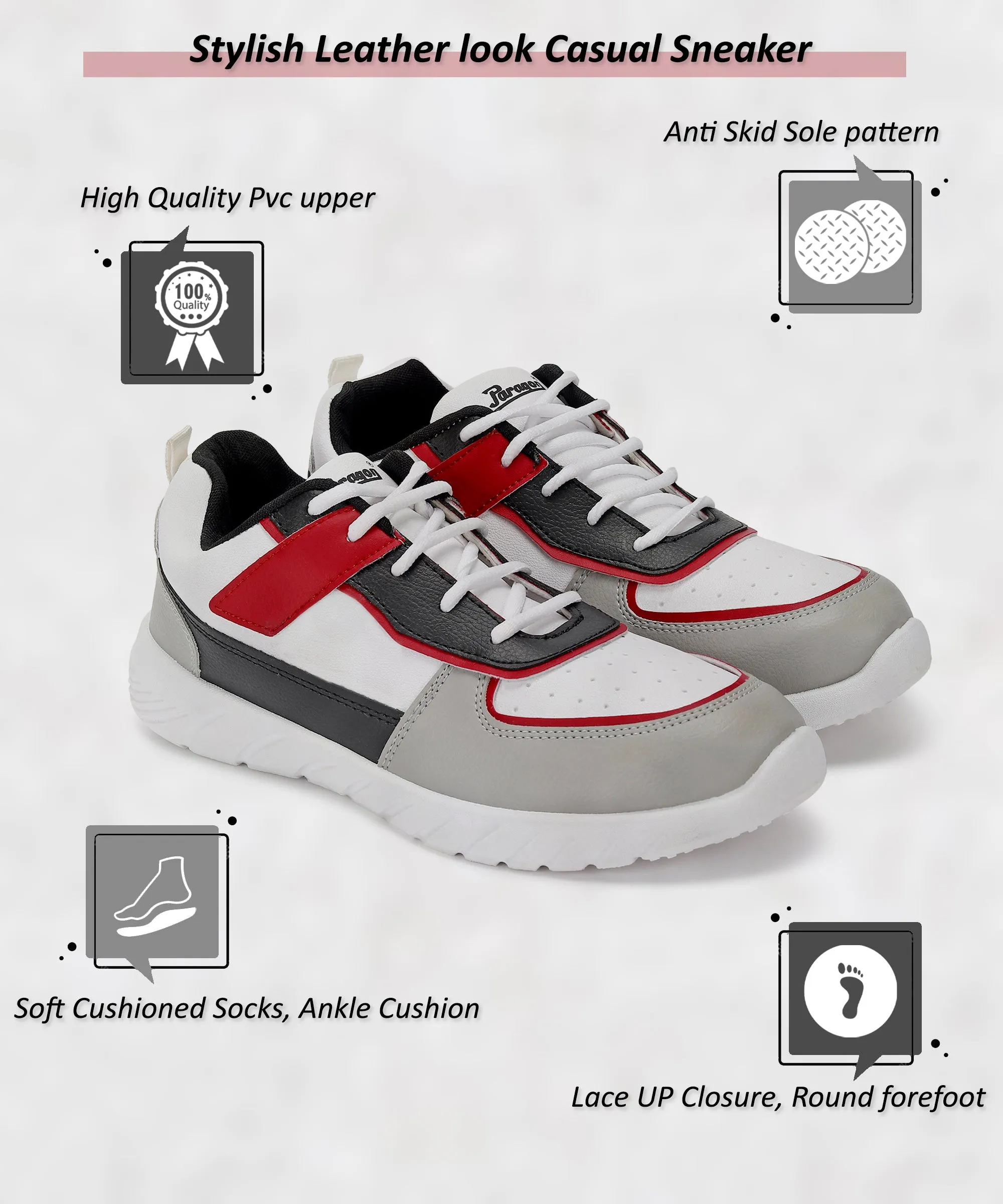 Paragon K1022G Men Casual Shoes | Stylish Walking Outdoor Shoes for Everyday Wear | Smart & Trendy Design  | Comfortable Cushioned Soles White