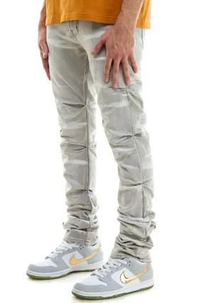 Stretch Denim stacked mens jeans in white