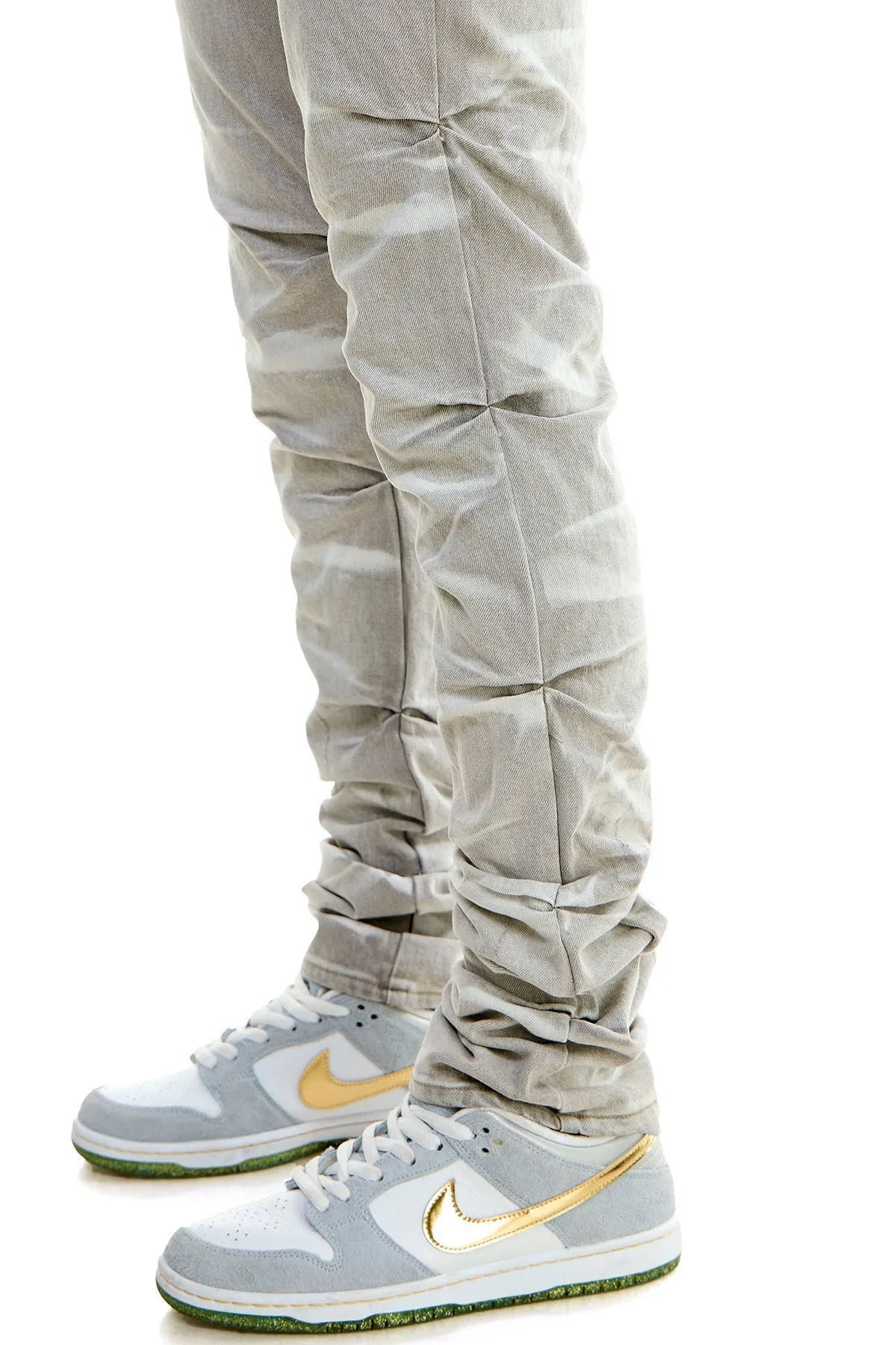 Stretch Denim stacked mens jeans in white