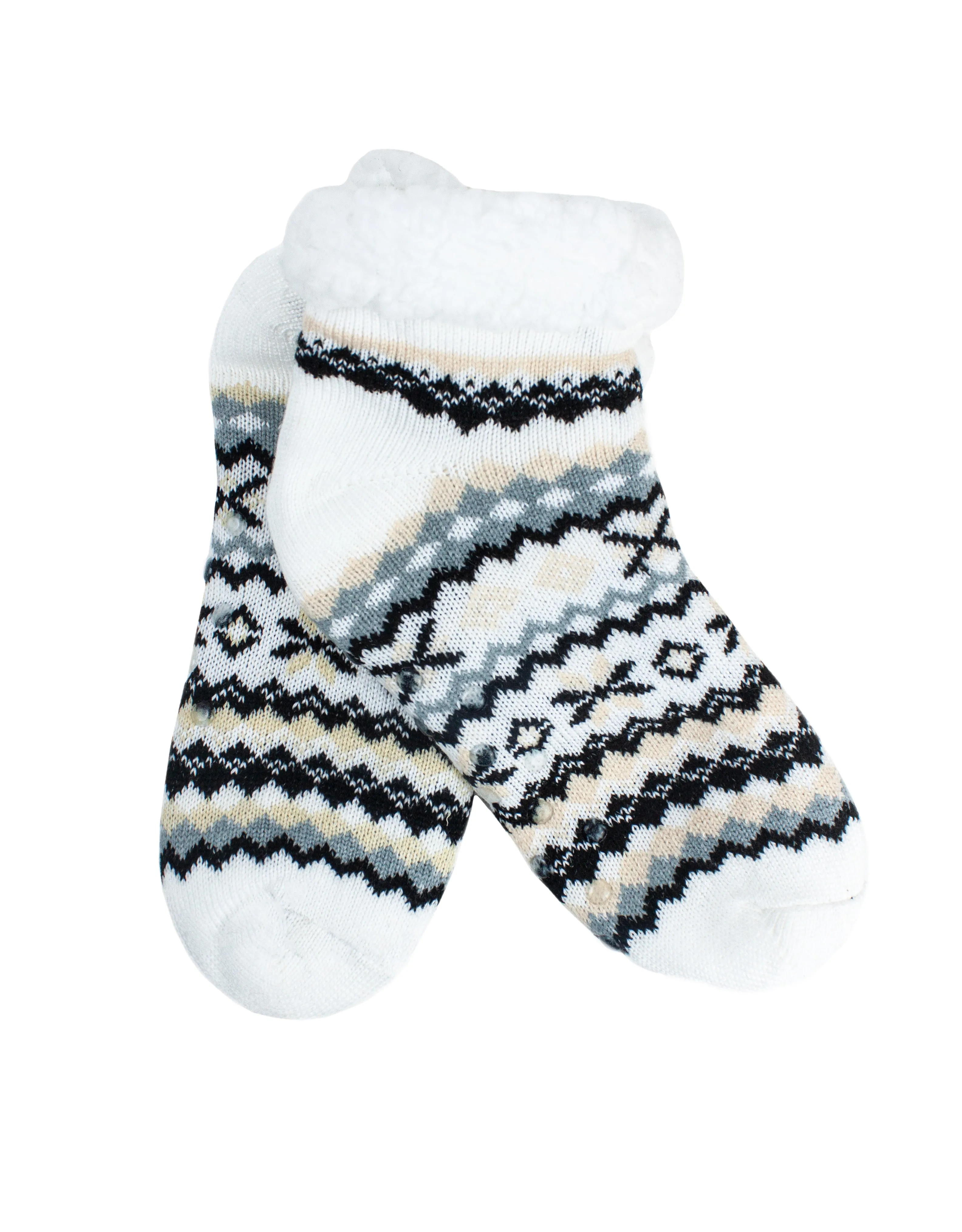 The Elsa Fairisle Ankle Slipper Sock - Cream