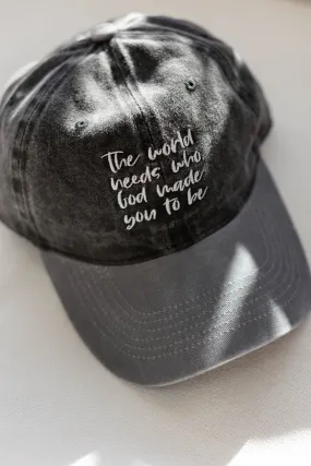 'The World Needs' Baseball Cap in Washed Black