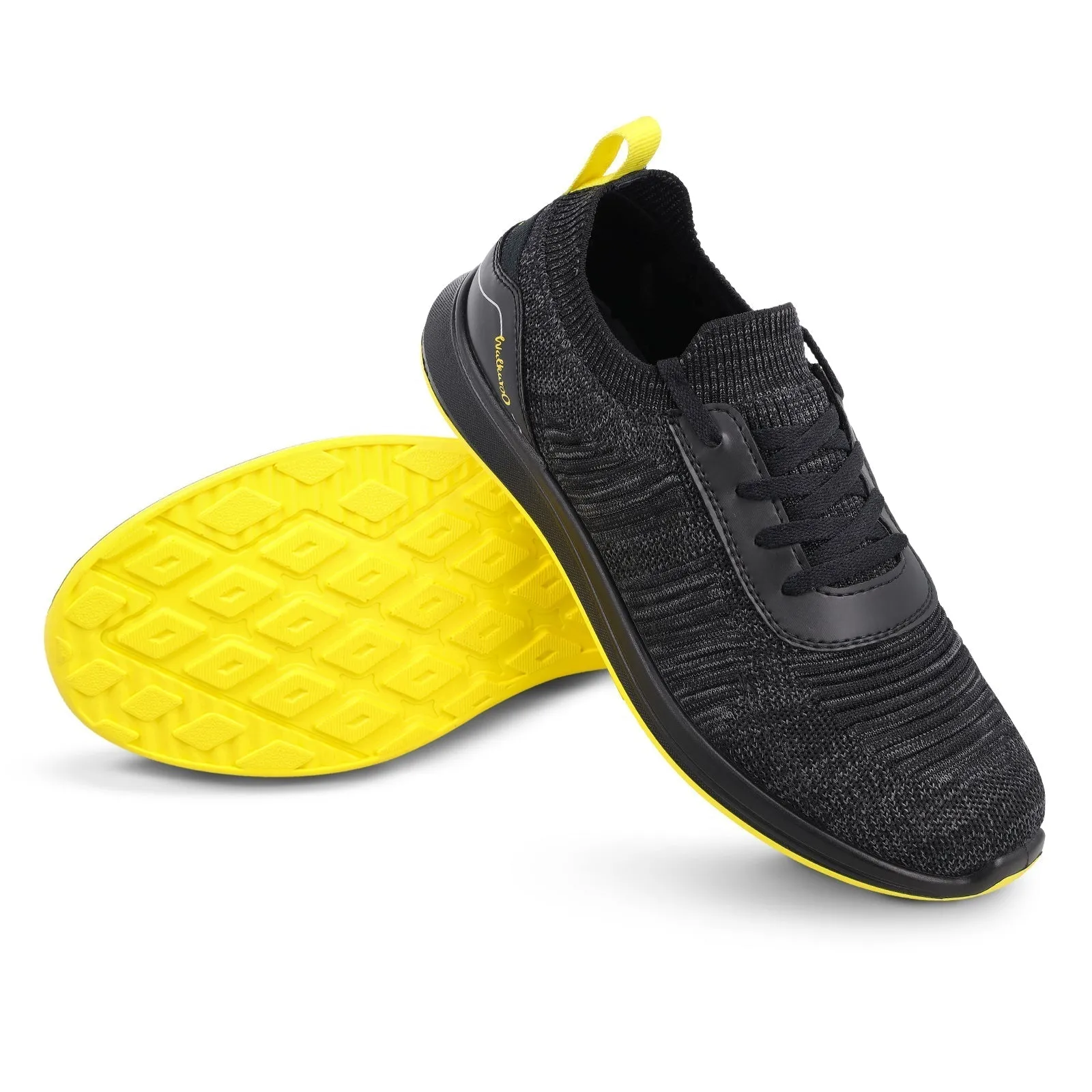 Walkaroo Men Walking and Washable Shoes- XS9772 Black Yellow