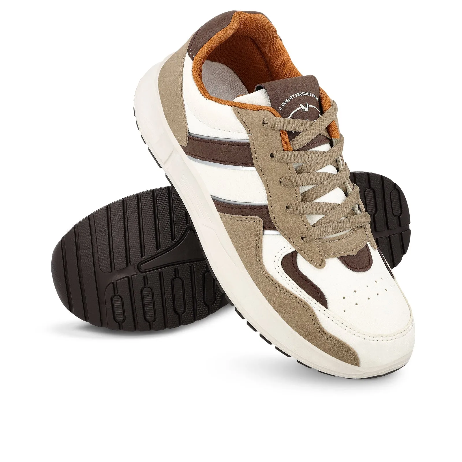 Walkaroo Mens Casual Shoes - WY3340 White Tan