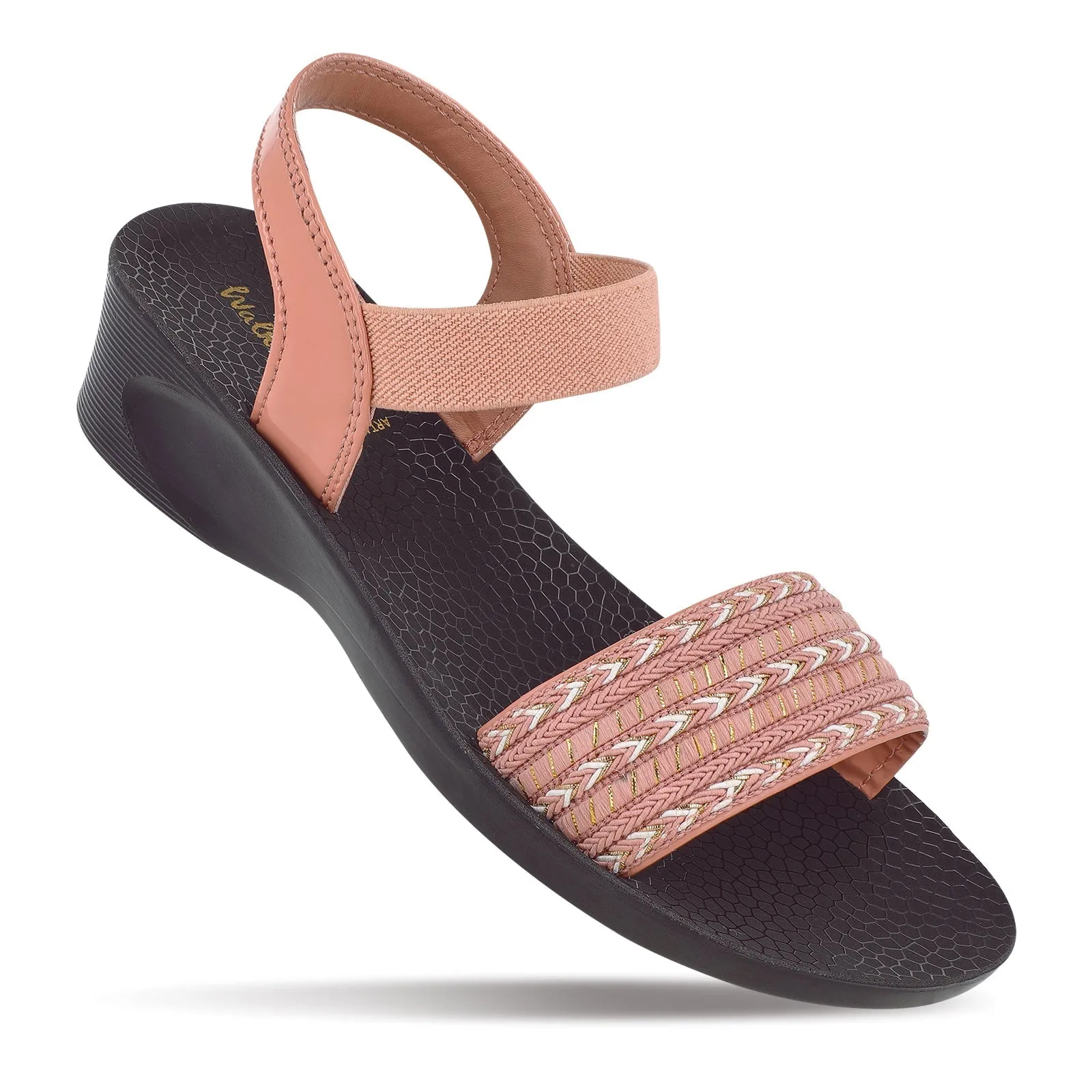 Walkaroo Womens Ankle Strap Heel Sandal  - WL7795 Peach