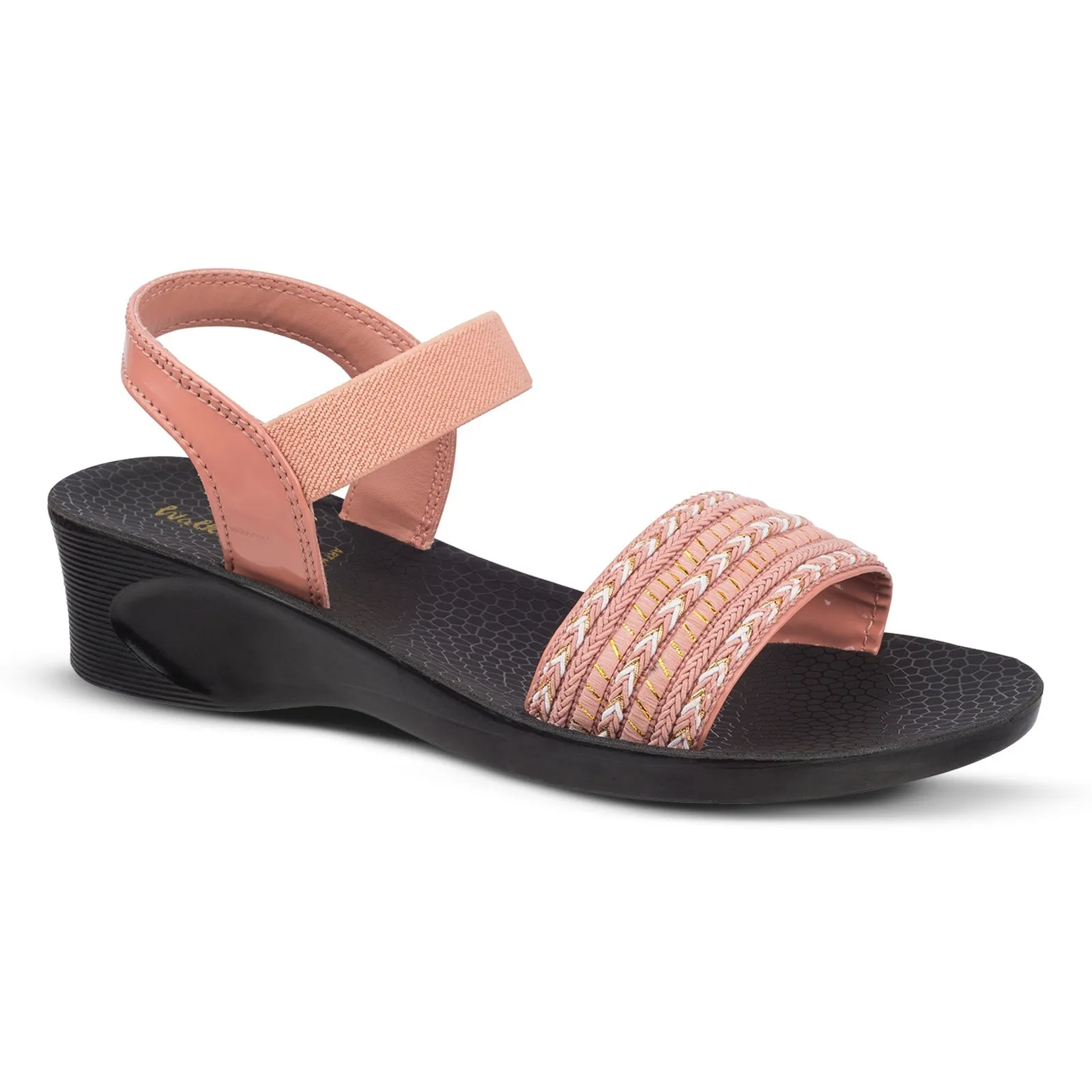 Walkaroo Womens Ankle Strap Heel Sandal  - WL7795 Peach