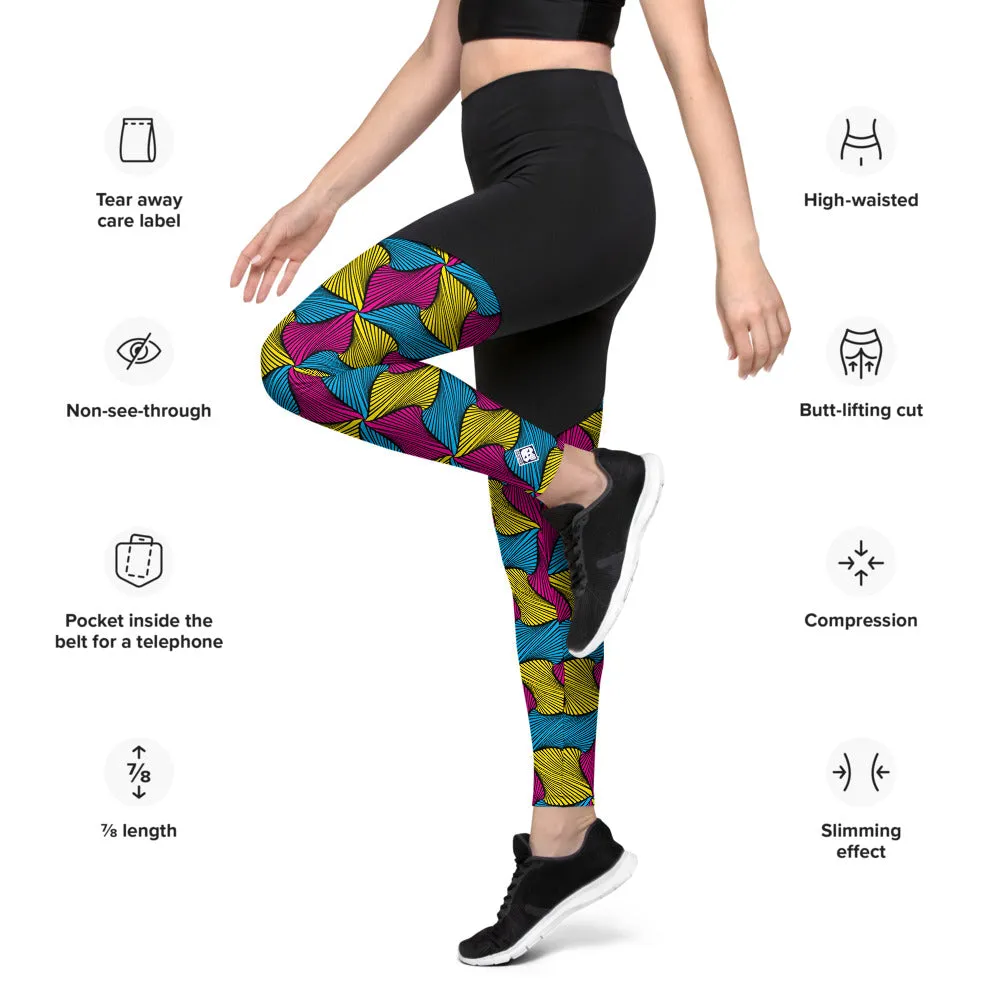 Women's Two Tone Ankara Wax Print High Waist Yoga Pants Workout Leggings For Jiu Jitsu, MMA, No Gi & Wrestling 001