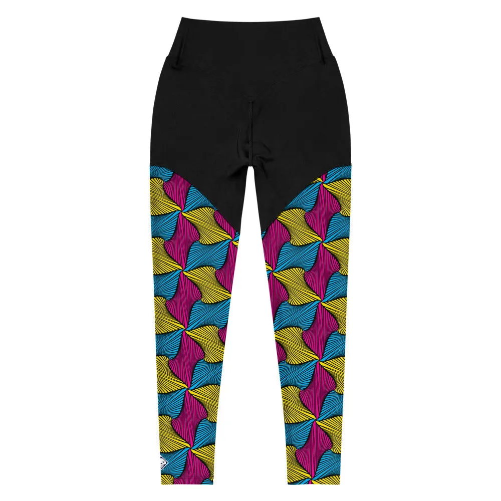 Women's Two Tone Ankara Wax Print High Waist Yoga Pants Workout Leggings For Jiu Jitsu, MMA, No Gi & Wrestling 001