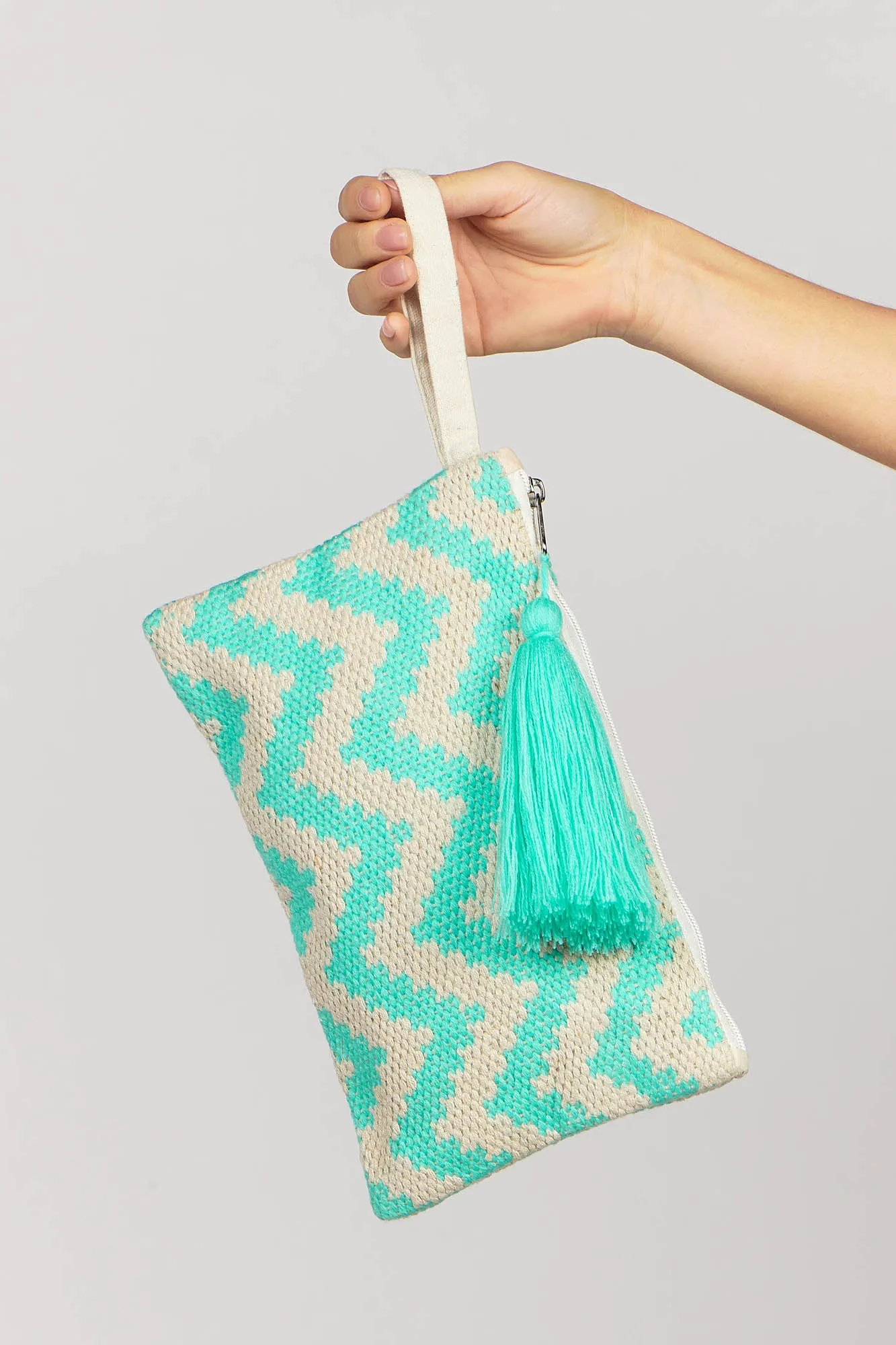 Zig Zag Pouch Bag Aqua