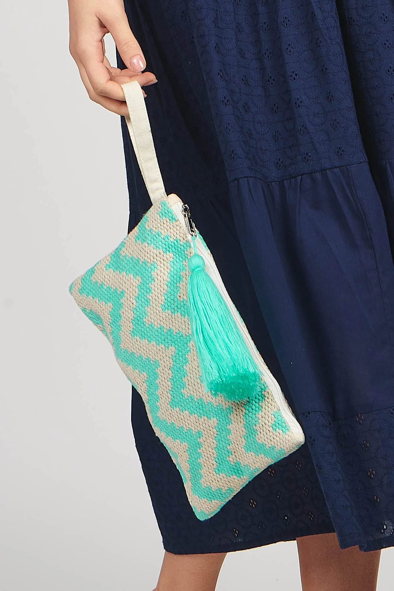 Zig Zag Pouch Bag Aqua