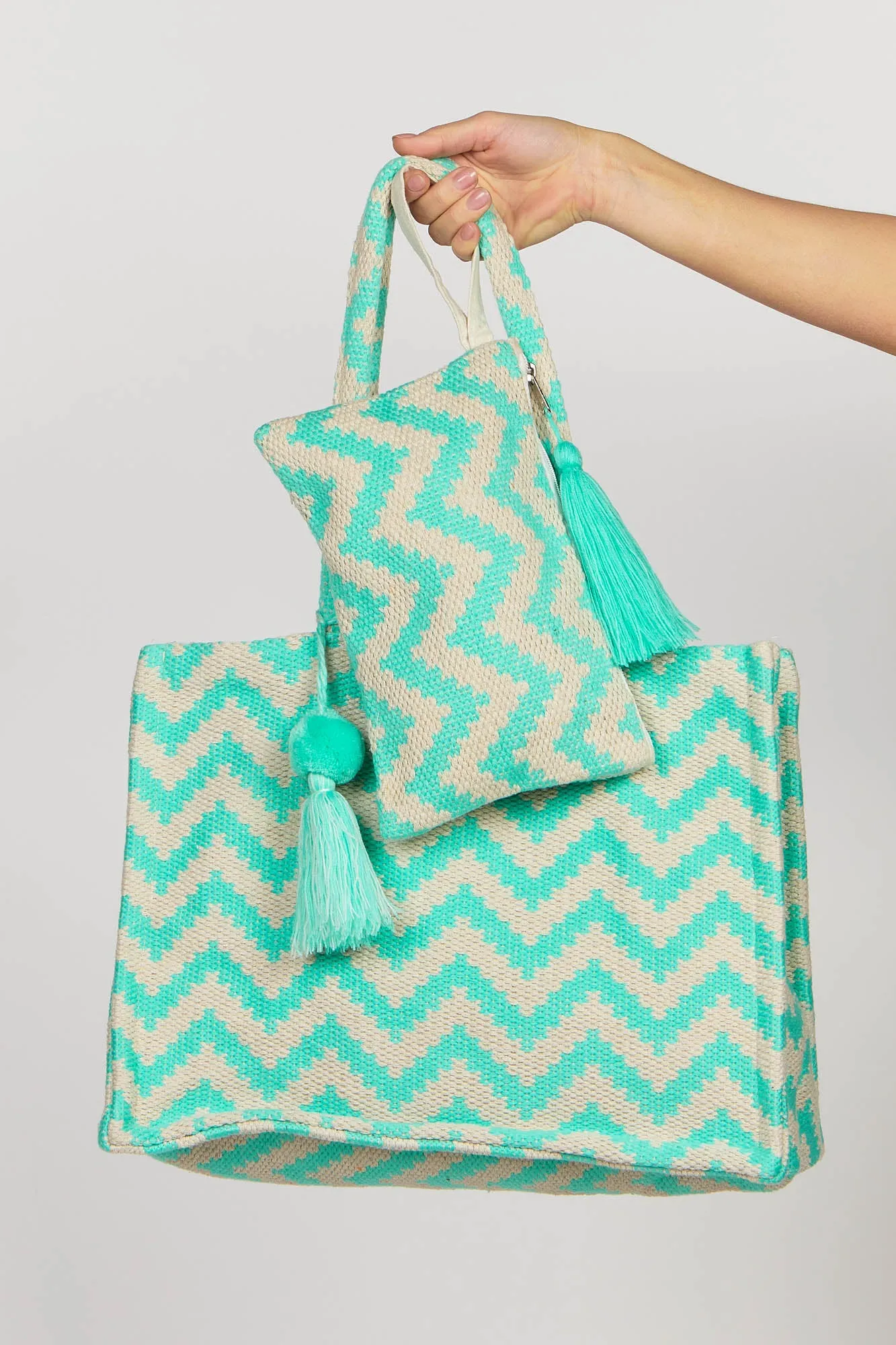 Zig Zag Pouch Bag Aqua